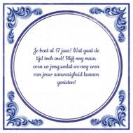 Je Bent Al 17 Jaar Wat Gaat De Tijd Toch Snel Blijf Nog Maar Even Zo Jong Zodat We Nog Even Van Jouw Aanwezigheid Kunnen Genieten Cadeau Vlaanderen Tegeltjes Online