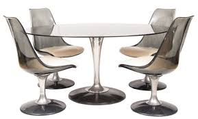 1970s Chromcraft Smoked Glass Oval Tulip Dining Table And 4 Chairs Oval Table Dining Tulip Dining Table Oval Tulip Dining Table