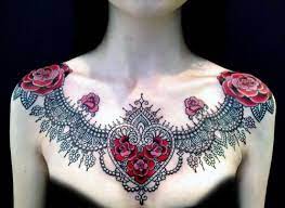 Madonna Photoshop Chest Tattoos For Women Chest Piece Tattoos Necklace Tattoo