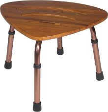 The concept for this bench is quite simple: Drive Medical Teak Adjustable Height Shower Stool 9226