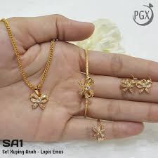 Cincin berlian couple nikah classic natural diamond emas 18k axsvvs512. Set Perhiasan Xuping Lapis Emas Anak Cincin Gelang Kalung Sa001 Shopee Indonesia