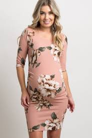 Light Pink Floral Fitted Maternity Dress Dress Fitted Floral Light Maternity Pink Moda Gestante Gravidas Estilosas Look Para Gravidas