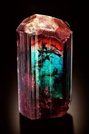 Tourmaline Are Famous For Multiple Colors In A Single Gemstone Including This Unique Crystal From Crystals Minerals Minerals And Gemstones Stones And Crystals