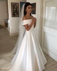 Simple White A Line Off Shoulder Wedding Dresses Bride Gown Off Shoulder Wedding Dress Wedding Dress Belt Online Wedding Dress