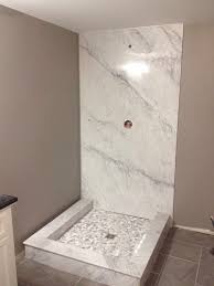 No grout required making your bathroom easy to clean and maintain. White Carrara Marble Shower Wall 4x8 Panel Under 100lbs Marble Showers Marble Shower Walls Shower Wall