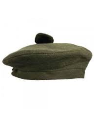 Beanie Glengarry Plain Olive Hat Scottish Hat Scottish Hat Hats Olive Hat