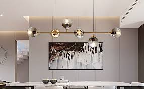 zmh led pendelleuchte esstisch deckenleuchte modern hohenverstellbare pendellampe mit 6 flammig e27 glas kugel hangelampe hange ceiling lights home decor decor