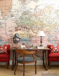 The Secret To Being More Productive At Home An Amazing Home Office Map Decor Map Wallpaper Decor