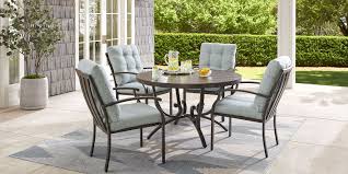 Unlike a long and narrow table, the circular shape makes it easy to squeeze in another chair without excluding anyone from the conversation. Round Outdoor Patio Dining Sets