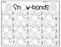 Number Bond Practice With Snow Bonds Number Bonds Worksheets Numbers Kindergarten Kindergarten Math