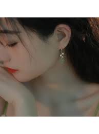 Imitation Hetian Jade Pearl Drop Earrings Ancient Chinese Style Hanfu  Cosplay Accessories Ethnic Fashion Jewelry For Women Girls