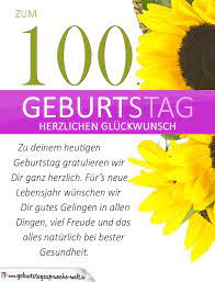 Schlichte Geburtstagskarte Mit Sonnenblumen Zum 100 Geburtstag Geburtstagsspruche Welt