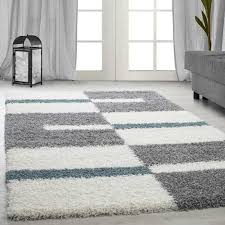 Preise vergleichen und bequem online bestellen! Hochflor Langflor Wohnzimmer Shaggy Teppich Florhohe 3cm Grau Weiss Turkis Grosse 60x110 Cm