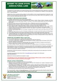 Bottom line is that they contain the above 10 points, so you might as well develop your own from scratch. South African Government On Twitter Reminder You Can Now Apply To Lease State Agricultural Land In Seven Provinces In South Africa For More Information On How To Apply Visit Https T Co 6xabpifxiz Landreform Dalrrdgov Za