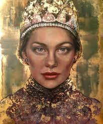 Gold leaf, oil and charcoal