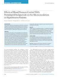 La tension artérielle correspond à la pression du sang dans les artères. Pdf Effects Of Blood Pressure Control With Perindopril Indapamide On The Microcirculation In Hypertensive Patients