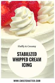 Stabilized Whipped Cream Icing Perfect For Spring Sweet Chatter Recipe Recipes With Whipping Cream Whipped Cream Icing Cream Recipes