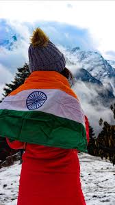 The national flag of india is a horizontal rectangular tricolour of india saffron, white and india green; Girl Indian Flag Snow Mountains 4k Ultra Hd Mobile Wallpaper Indian Flag Photos Indian Flag Indian Flag Images