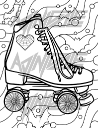 Roller skate coloring page to color, print or download. Free Spooky Roller Skate Coloring Page Download Rollerskating