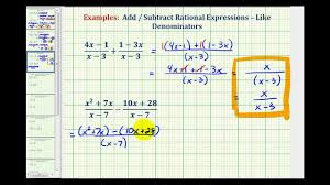 It explains how to get the common denominator in. Subtracting Rational Expressions Solutions Examples Videos