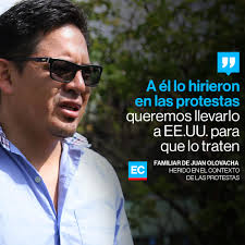 Hay momentos en los que está consciente y otros en los que no". Juan Álvaro  Olovacha tiene 30 años y fue impactado por perdigones en el contexto de las  protestas de octubre.