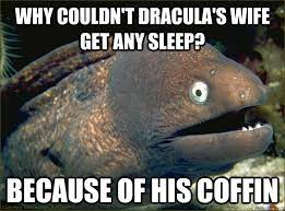 Why Couldn T Dracula S Wife Get Any Sleep Because Of His Coffin Bad Joke Eel Quickmeme
