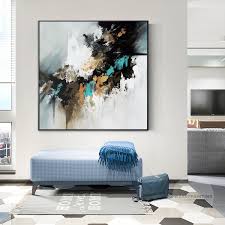 Abstract Yellow Brown Blue Black Landsacpe Canvas Print Painting Wall Art Pictures Painting Ready To Hang For Livi Pinturas Abstractas Abstracto Arte En Lienzo