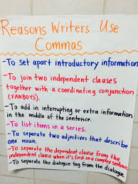 Anchor Chart Reasons Writers Use Commas Writing Mini Lessons Mentor Sentences Middle School Writing