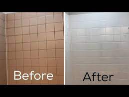 Refinishing Ceramic Tile In My Bathroom Before And After Youtube Painting Bathroom Tiles Painting Bathroom Painting Tile