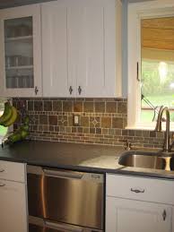 White Cabinets Dark Counter Tops And Earth Tones Back Splash Trendy Kitchen Backsplash Backsplash For White Cabinets Colorful Kitchen Backsplash