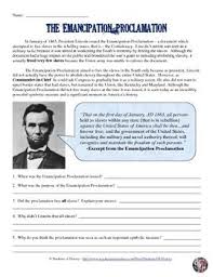 Emancipation Proclamation Worksheet Social Studies Civil War Emancipation Proclamation Emancipation Proclamation Lesson