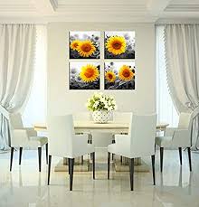 Discover gorgeous dining room fine art prints. Canvas Wall Art For Living Room Bathroom Wall Decor For Bedroom Kitchen Artwork Canvas Prints Sunflower Flowers Painting 16 X 16 X4 Pieces Modern Framed Office Home Decorations Family Picture Home Paintings