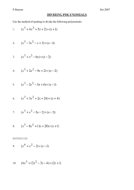 Students will be able to divide polynomials using long division. Dividing Polynomials Worksheet Teaching Resources