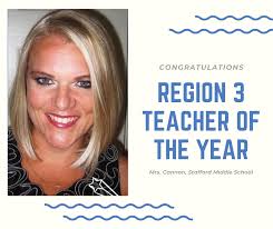 Mrs. Cannon, a 6th grade U.S. History teacher at Stafford Middle School is  the Virginia Department of Education's (VDOE) Region 3 Teacher of the Year.  Cannon is now in the running for