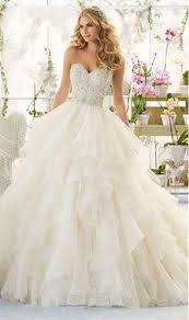 Bling Bling Crystal Beaded Sweetheart Organza Ruffles Bridal Wedding Dresses Ball Gowns 2016 Lu Ball Gowns Wedding Bridal Wedding Dresses Dream Wedding Dresses