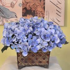 Hydrangea silk flowers plant, pink blue, indoor home decoration, outdoor plant, wedding, centerpieces, bouquets, artificial hydrangeas bush with 7 large gorgeous bloom clusters, leaves, stems. Silk Flowers Blue Hydrangea In Chocolate Vase Blue Silk Hydrangea Arrangement Ar292 69 95 Floral Home Decor Silk Rose Arrangements Tulip Floral Arrangements Magnolia Silk Flower Arrangements Tropical Arrangements Tropical