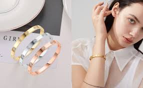 Amazon.com: PDWZNBA 18K Gold Plated Love Friendship Bracelets with CZ  Stones Trendy Stainless Steel Bangle Jewelry: Clothing, Shoes & Jewelry
