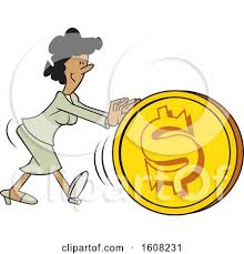 Clipart Of A Cartoon Black Business Woman Getting The Ball Rolling Pushing A Dollar Coin Ball Royalty Free Vector Illustration By Johnny Sajem 1608231 There are big promotions for cartoon dollar on single's day sales. cartoon black business woman getting