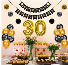 Black And Gold Pom Poms Decorations 30th Birthday Decoration Cheers To 30 Banner Number 30 Foil Balloons Hello 30 Black G 30th Birthday Decorations 50th Birthday Decorations 30th Birthday Parties