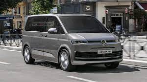 This first image gives little away about the new transporter's styling, but it'll likely be an evolution of the outgoing model's design, albeit with a few touches lifted from the brand's current. Vw T7 Rendering Imagines The People Mover Based On New Spy Shots
