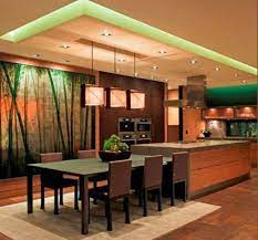 Modern Oriental Kitchen Ideas With Mural Bamboo Wallpaper Luxury Kitchens Contemporary Decor Contemporary House