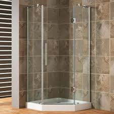42 X 42 Frameless Neo Angle Shower Enclosure Without Tray Right Corner Polished Aluminum Glass Sho Glass Shower Glass Shower Enclosures Tile Bathroom