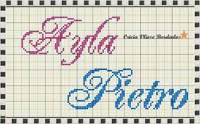 Alfabeto em ponto cruz letras maiusculas e minusculas tipo reta sao quatro variacoes desta letra para voce usar para fazer lindos bordados como este as letras em ponto cruz é uma técnica de bordado muito utilizada para fazer brasões em peças como toalhas, lençóis, panos de boca, toalhinhas para. Ayla E Pietro Nomes Em Ponto Cruz Ponto Cruz Minnie Alfabeto Ponto Cruz