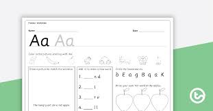 Printing practice worksheets to learn abc in french (trace abc books for toddlers) (french edition) furrow, rachel on amazon.com. Letter Aa Alphabet Worksheet Teaching Resource Teach Starter