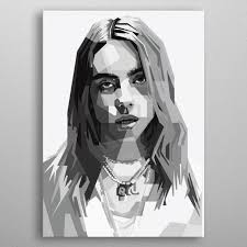 Black And White Billie Eilish Poster Billie Eilish Poster Print By Nofa Aji Zatmiko Displate Pop Art Face Billie Eilish Pop Art Portraits