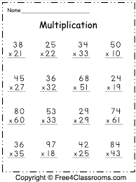 free multiplication worksheet 2 digit by 2 digit free4classrooms