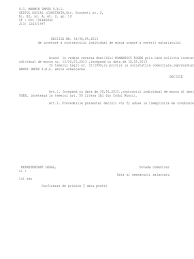 Conținutul contractului individual de muncă pe peroadă determinată. Decizie Cerere Incetare Art 55 Lit B