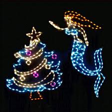 Led Animated Mermaid And Christmas Tree Mermaid Christmas Outdoor Christmas Decorations Yard Outdoor Christmas Decorations