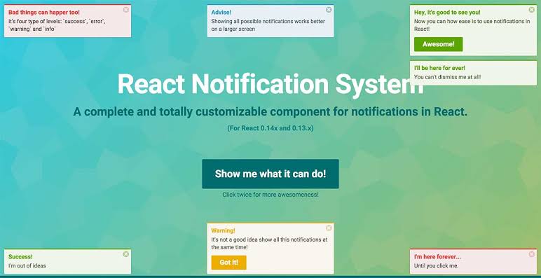Image result for React Notification System"