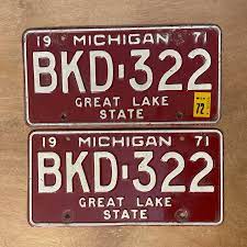 1971 1972 Michigan License Plate Pair # BKD-322 | eBay